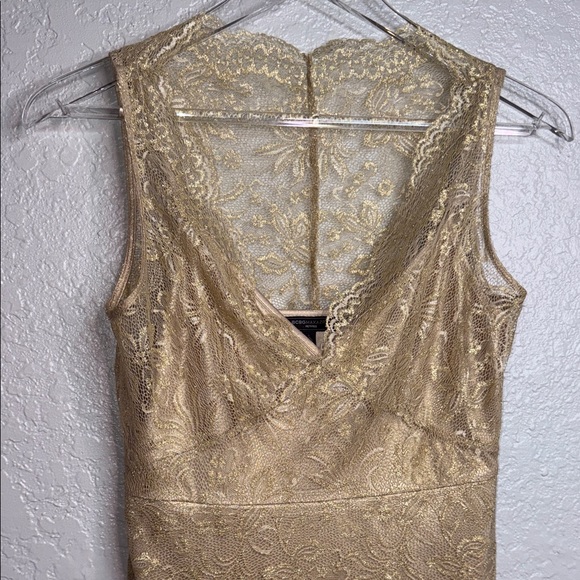 BCBG Maxazria Elegant Gold Lace Dress - Picture 3 of 6
